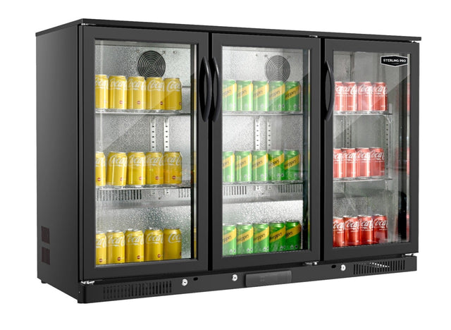 Sterling Pro Black Triple Door Hinged Bottle Cooler - SP3HC-BH Triple Door Bottle Coolers Sterling Pro   