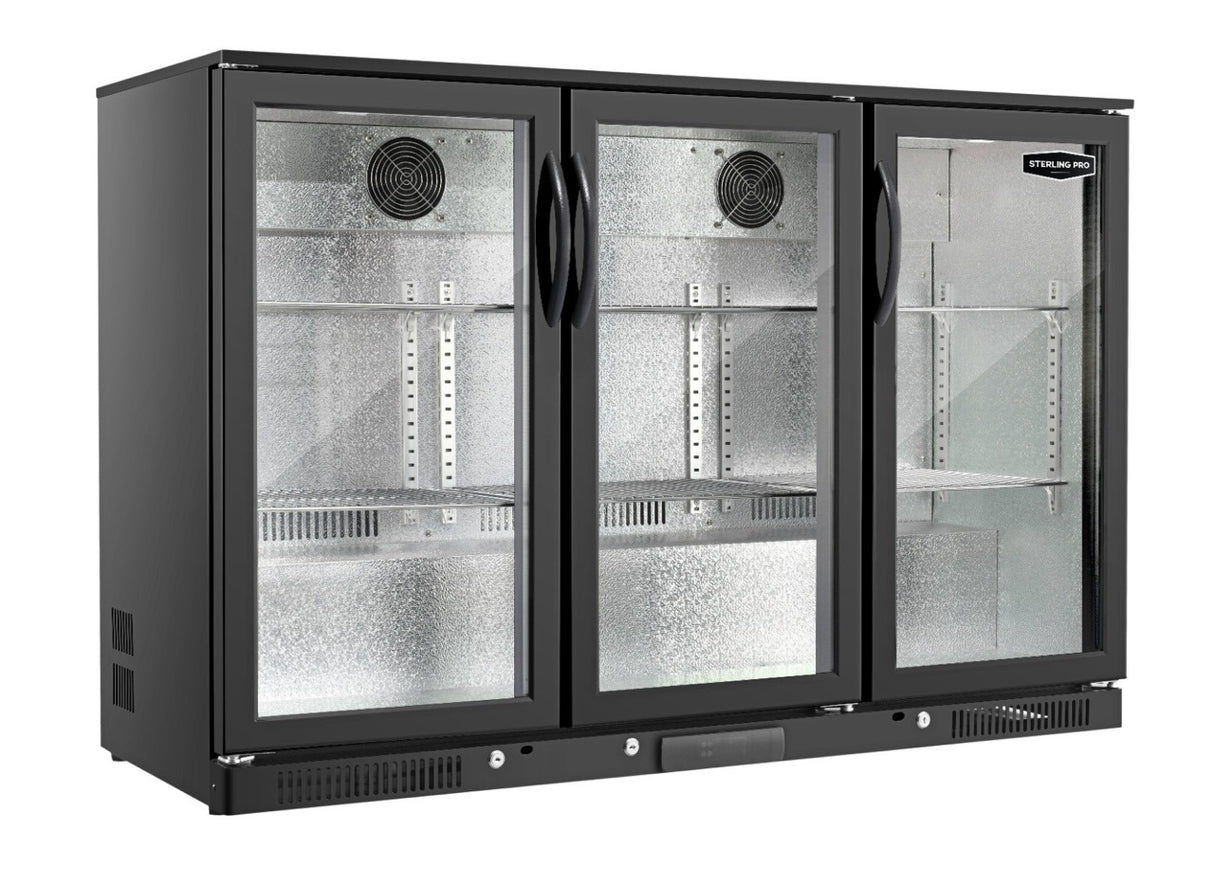 Sterling Pro Black Triple Door Hinged Bottle Cooler - SP3HC-BH Triple Door Bottle Coolers Sterling Pro   