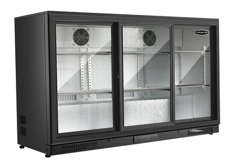 Sterling Pro SP3HC-BS Black Triple Door Sliding Bottle Cooler 300 Ltrs / 274 Bottles Triple Door Bottle Coolers Sterling Pro