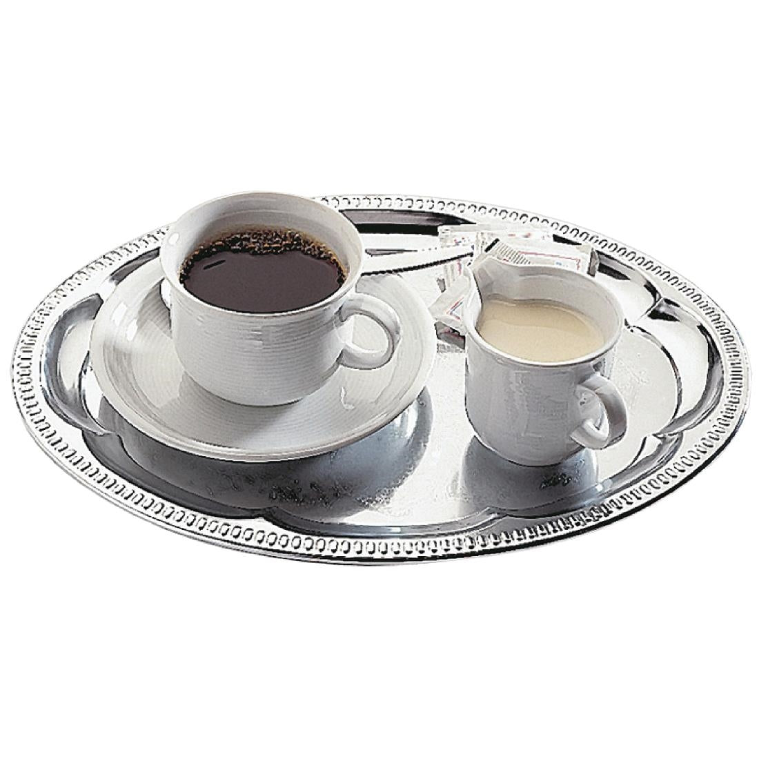 APS Chrome-Plated Stainless Steel Oval Tea Tray 300mm - T765  APS   