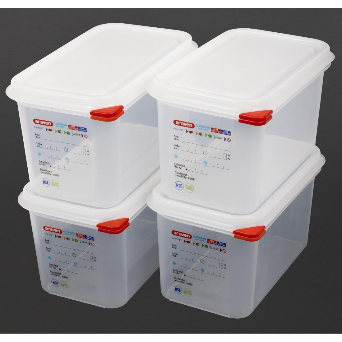 Araven Polypropylene 1/4 Gastronorm Food Containers 4.3Ltr (Pack of 4) - T985  Araven   