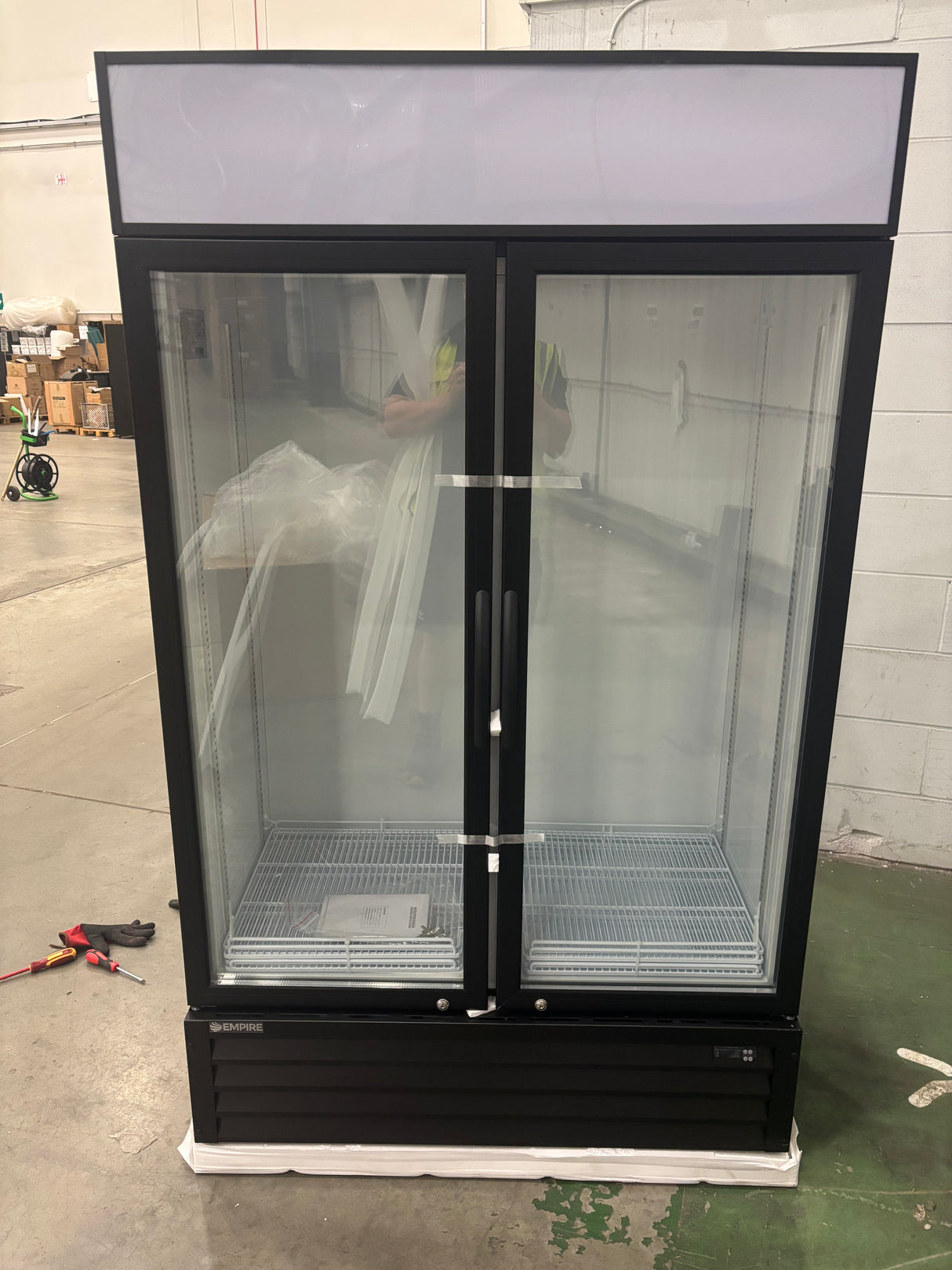 Empire Double Door Display Cooler Hinged – B Energy Rated Commercial Fridge with Merchandising Canopy | CL-690A - Graded Item
