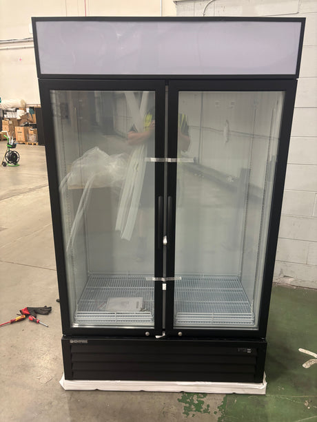 Empire Double Door Display Cooler Hinged – B Energy Rated Commercial Fridge with Merchandising Canopy | CL-690A - Graded Item
