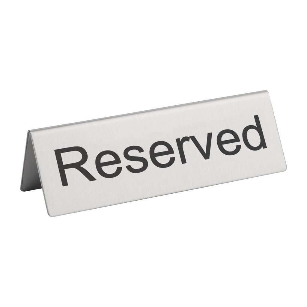 Olympia Brushed Steel Reserved Table Sign (Pack of 10) - U051  Olympia   