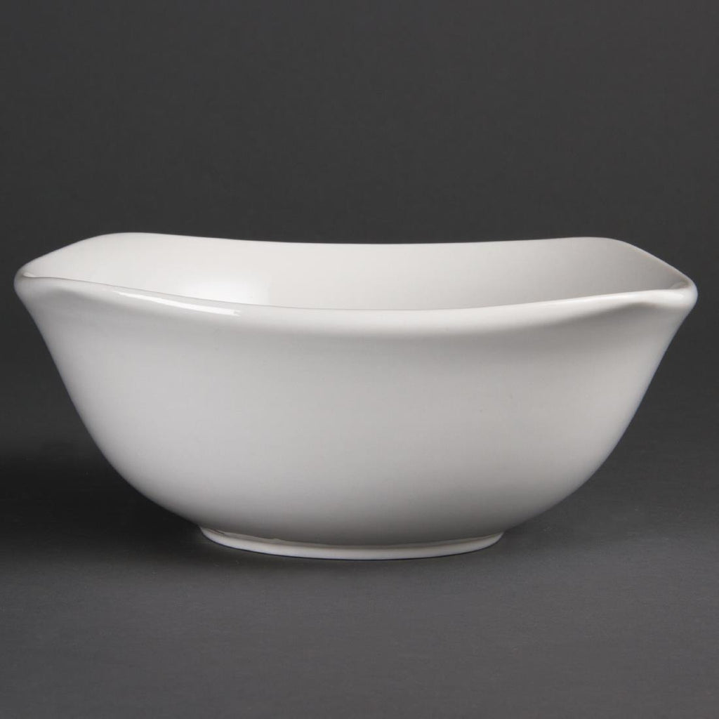 Olympia Whiteware Rounded Square Bowls 220mm (Pack of 12) - U175 Bowls Olympia