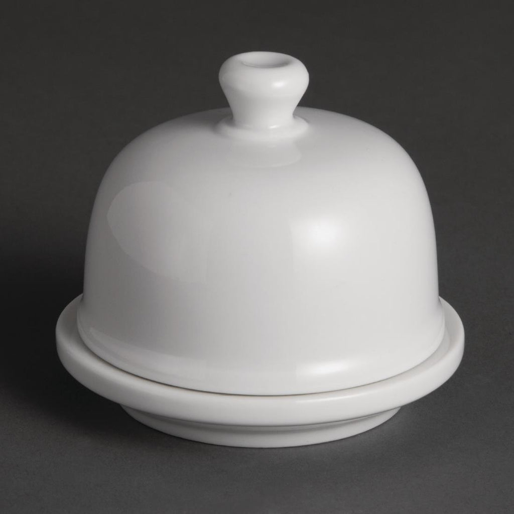 Olympia Whiteware Butter Dish with Cloche 50ml 1.8oz (Pack of 6) - U184 Olympia Crockery Olympia   