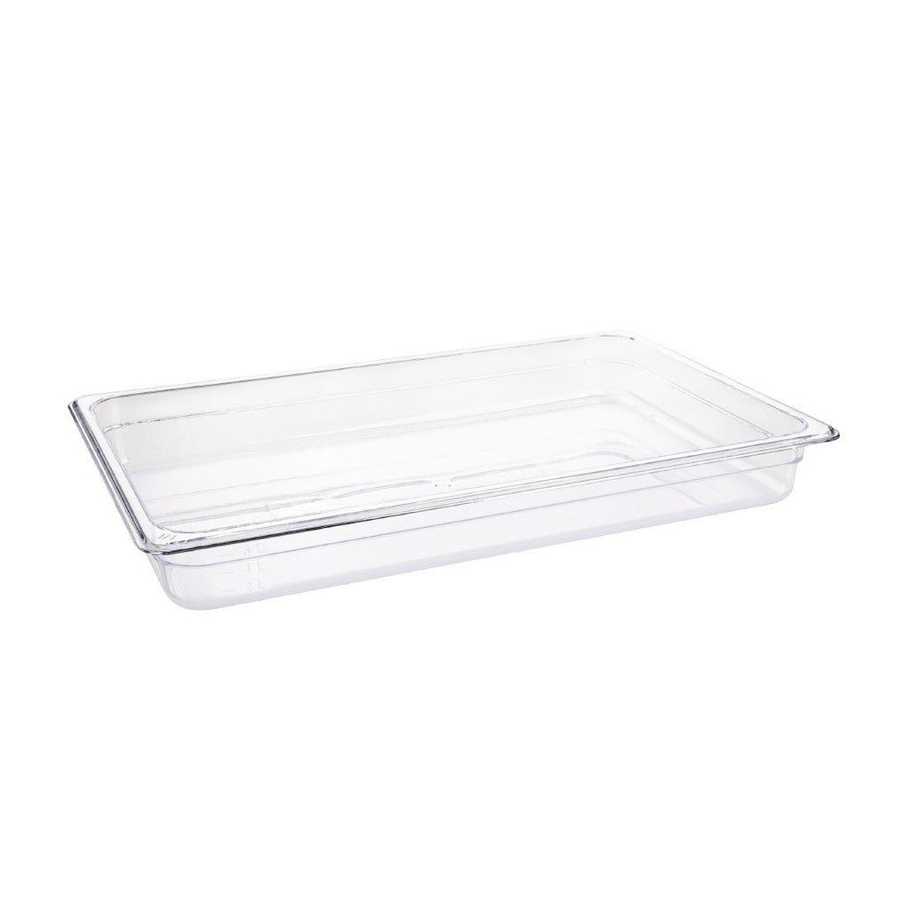 Vogue Polycarbonate 1/1 Gastronorm Container 65mm Clear - U224  Vogue   