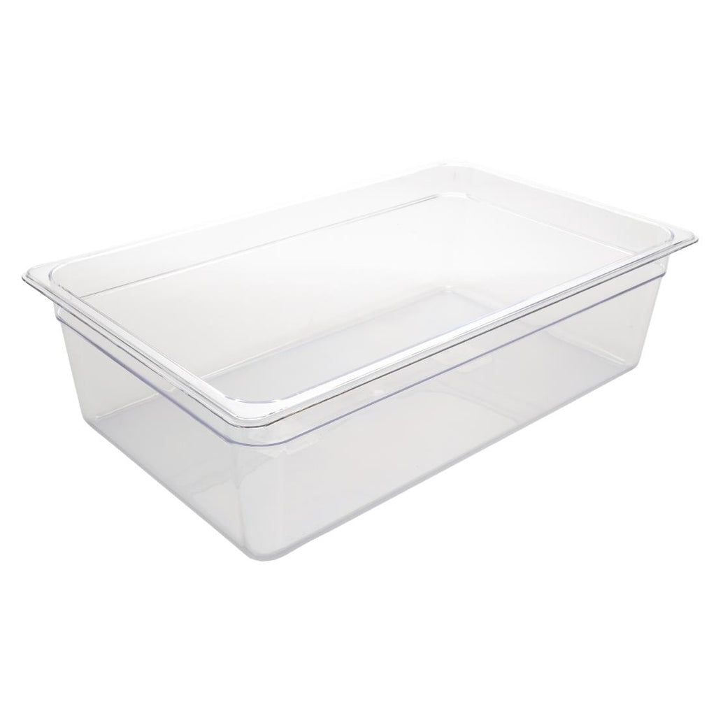 Vogue Polycarbonate 1/1 Gastronorm Container 150mm Clear - U226  Vogue   