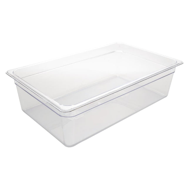 Vogue Polycarbonate 1/1 Gastronorm Container 150mm Clear - U226  Vogue   