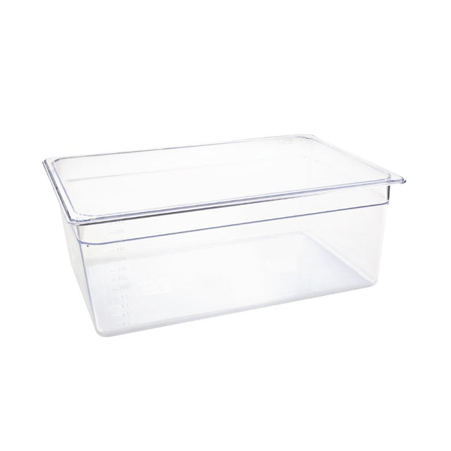 Vogue Polycarbonate 1/1 Gastronorm Container 200mm Clear - U227  Vogue   