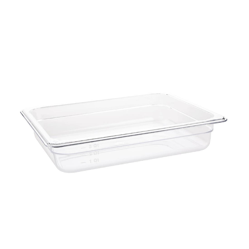 Vogue Polycarbonate 1/2 Gastronorm Container 65mm Clear - U228  Vogue   