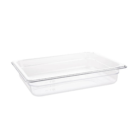 Vogue Polycarbonate 1/2 Gastronorm Container 65mm Clear - U228  Vogue   