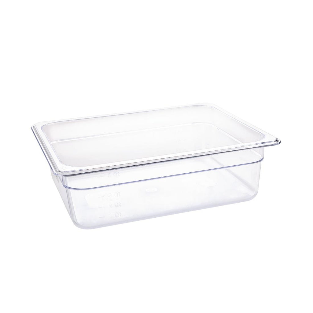 Vogue Polycarbonate 1/2 Gastronorm Container 100mm Clear - U229  Vogue   