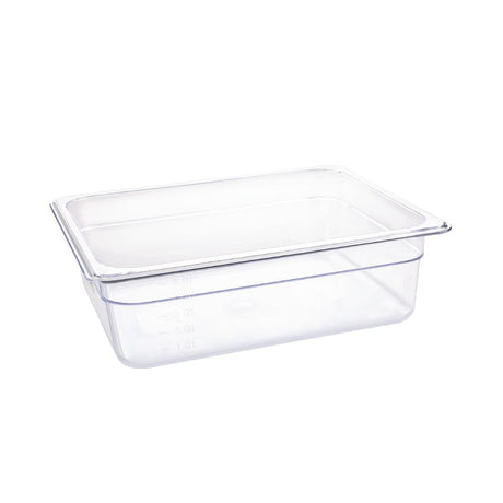 Vogue Polycarbonate 1/2 Gastronorm Container 100mm Clear - U229  Vogue   