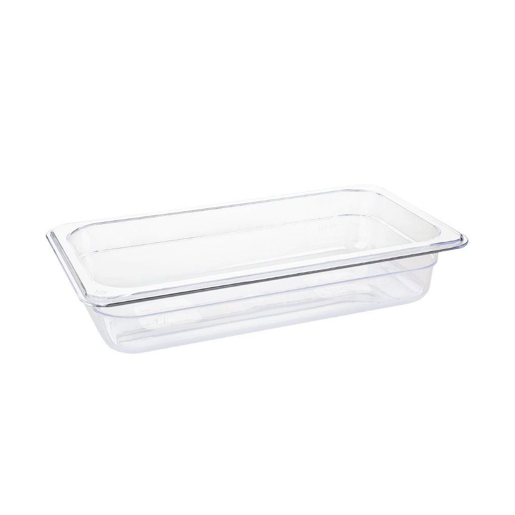 Vogue Polycarbonate 1/3 Gastronorm Container 65mm Clear - U232  Vogue   