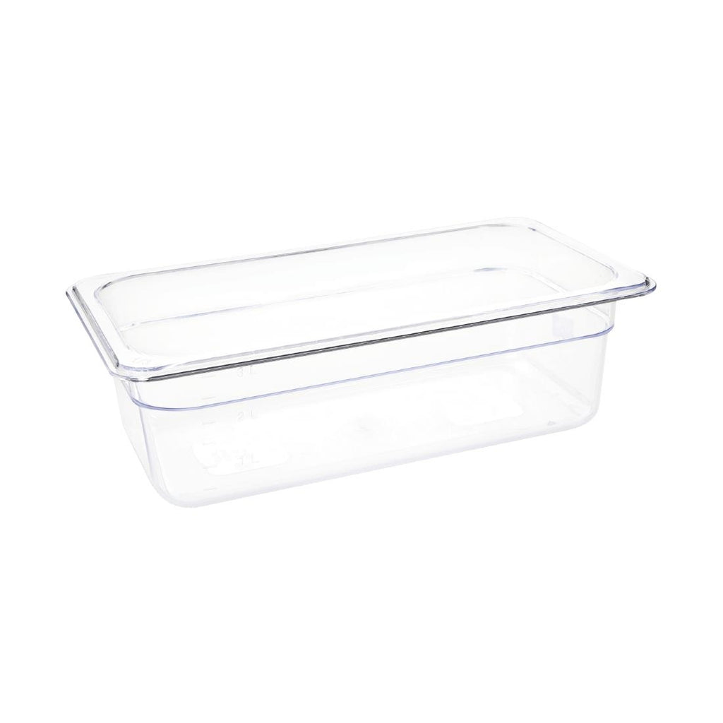 Vogue Polycarbonate 1/3 Gastronorm Container 100mm Clear - U233  Vogue   