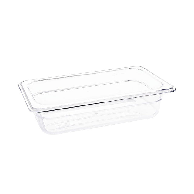 Vogue Polycarbonate 1/4 Gastronorm Container 65mm Clear - U236  Vogue   