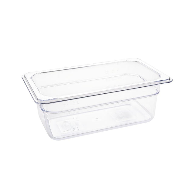 Vogue Polycarbonate 1/4 Gastronorm Container 100mm Clear - U237  Vogue   