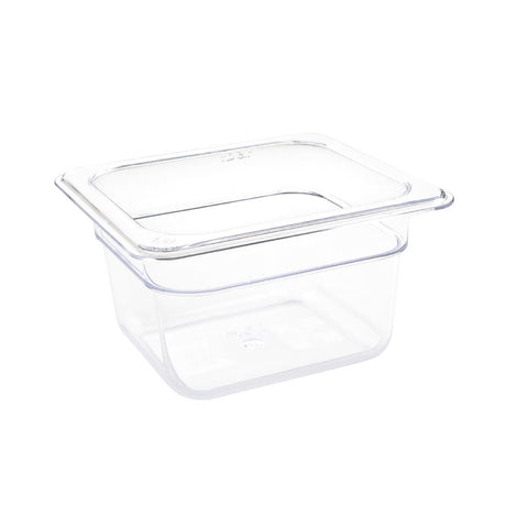 Vogue Polycarbonate 1/6 Gastronorm Container 100mm Clear - U240  Vogue   