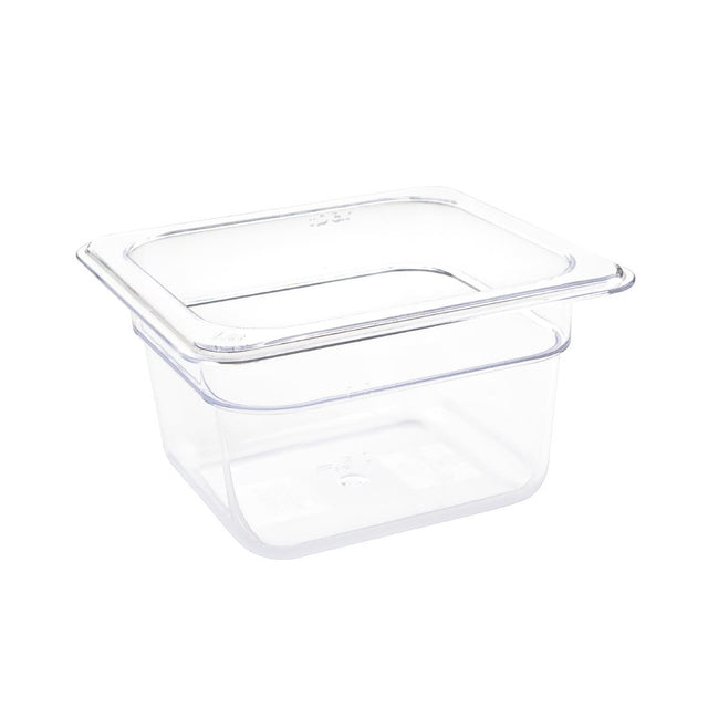 Vogue Polycarbonate 1/6 Gastronorm Container 100mm Clear - U240  Vogue   