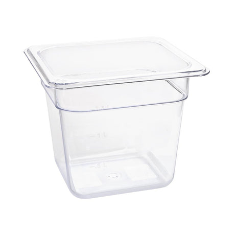 Vogue Polycarbonate 1/6 Gastronorm Container 150mm Clear - U241  Vogue   