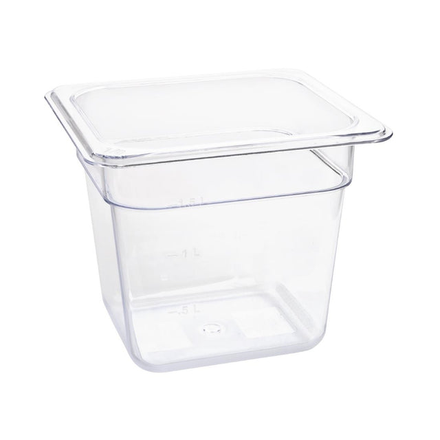 Vogue Polycarbonate 1/6 Gastronorm Container 150mm Clear - U241  Vogue   
