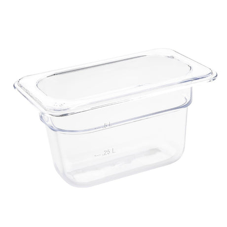 Vogue Polycarbonate 1/9 Gastronorm Container 100mm Clear - U243  Vogue   