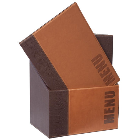 Securit Contemporary Menu Covers and Storage Box A4 Tan (Pack of 20) - U268  Securit   