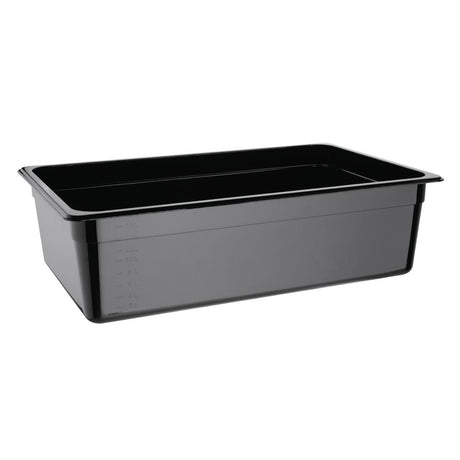 Vogue Polycarbonate 1/1 Gastronorm Container 150mm Black - U456  Vogue   