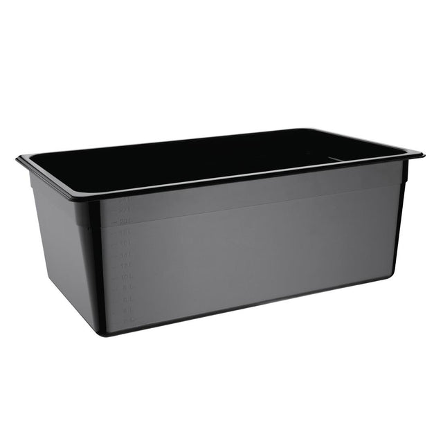 Vogue Polycarbonate 1/1 Gastronorm Container 200mm Black - U457  Vogue   