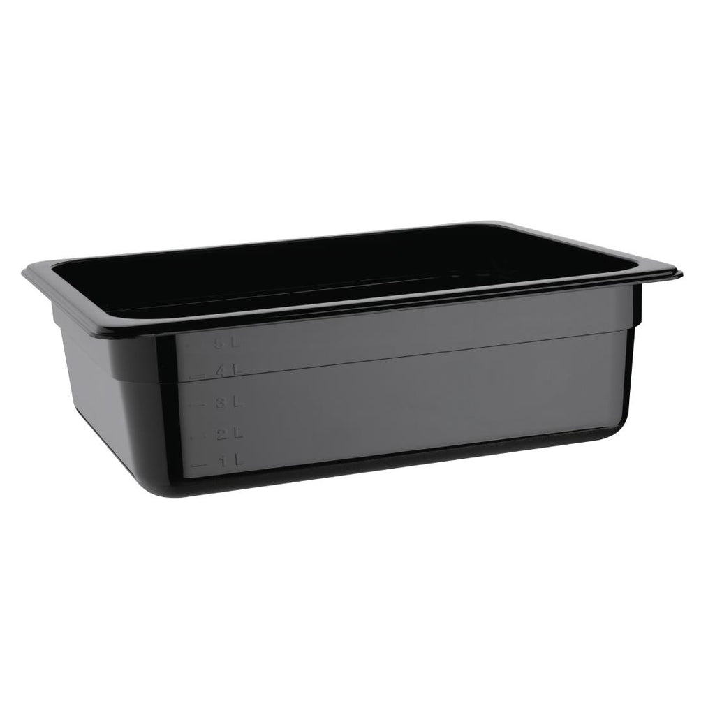 Vogue Polycarbonate 1/2 Gastronorm Container 100mm Black - U459  Vogue   