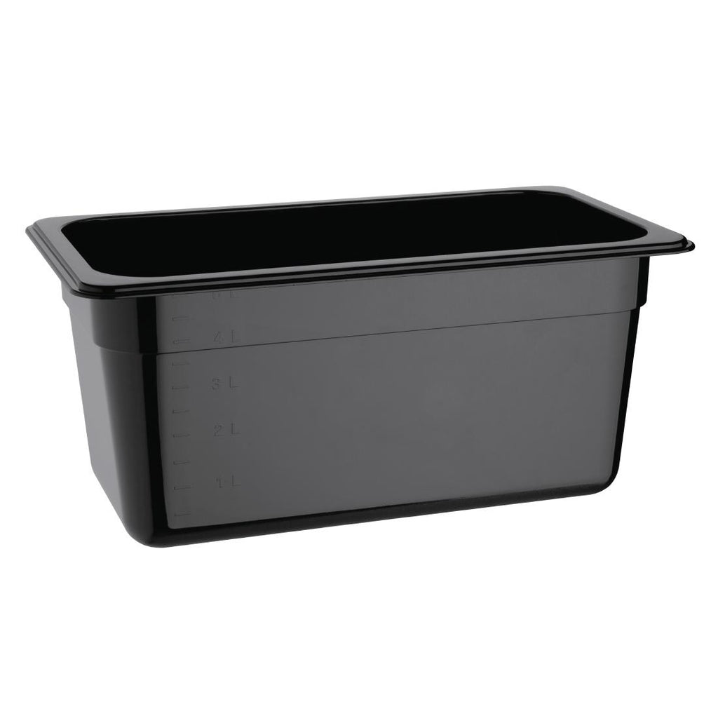 Vogue Polycarbonate 1/3 Gastronorm Container 150mm Black - U464  Vogue   