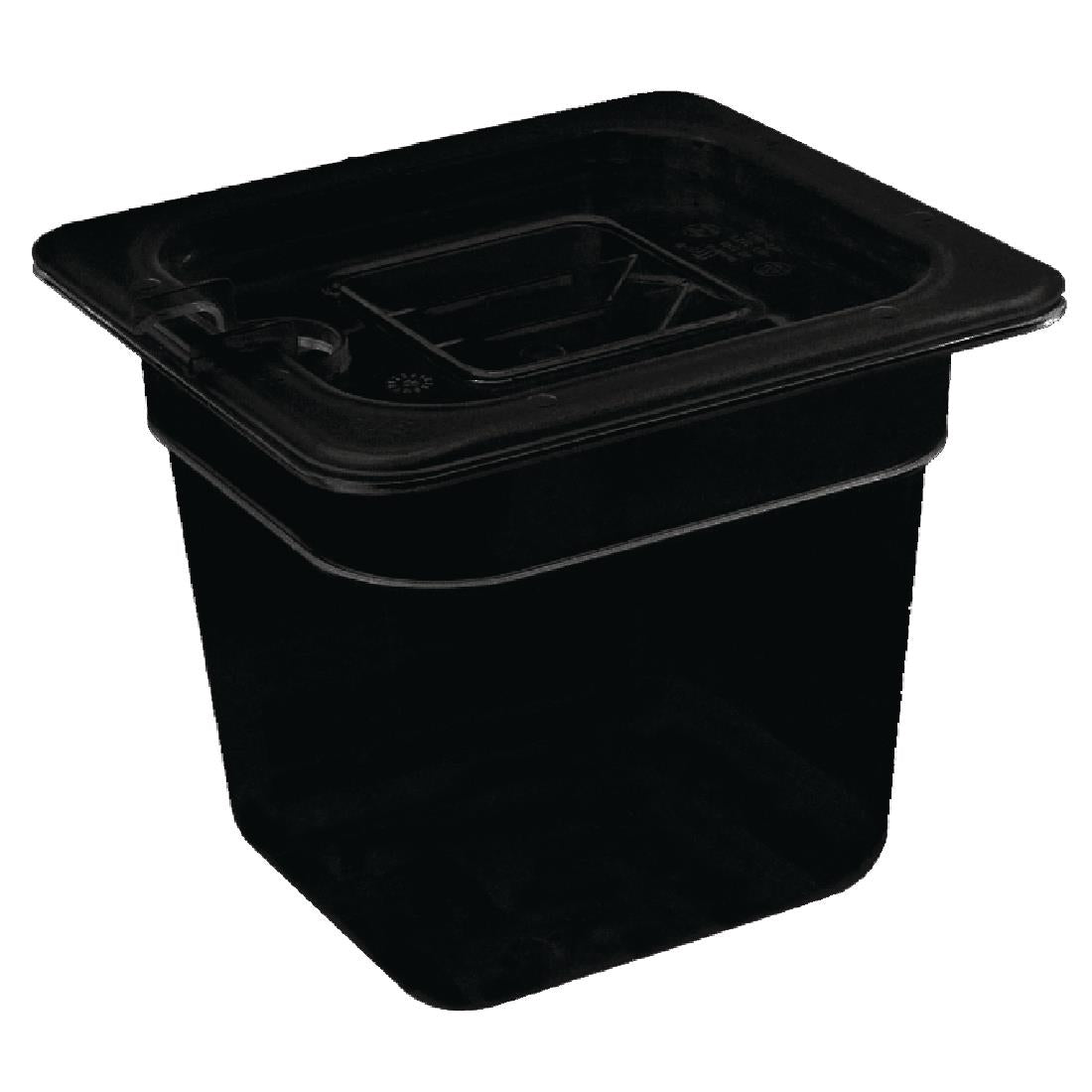 Vogue Polycarbonate 1/6 Gastronorm Container 65mm Black - U469  Vogue   