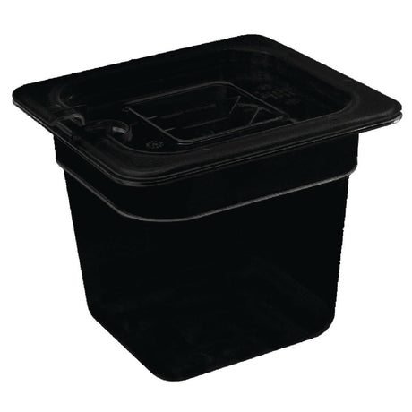 Vogue Polycarbonate 1/6 Gastronorm Container 65mm Black - U469  Vogue   