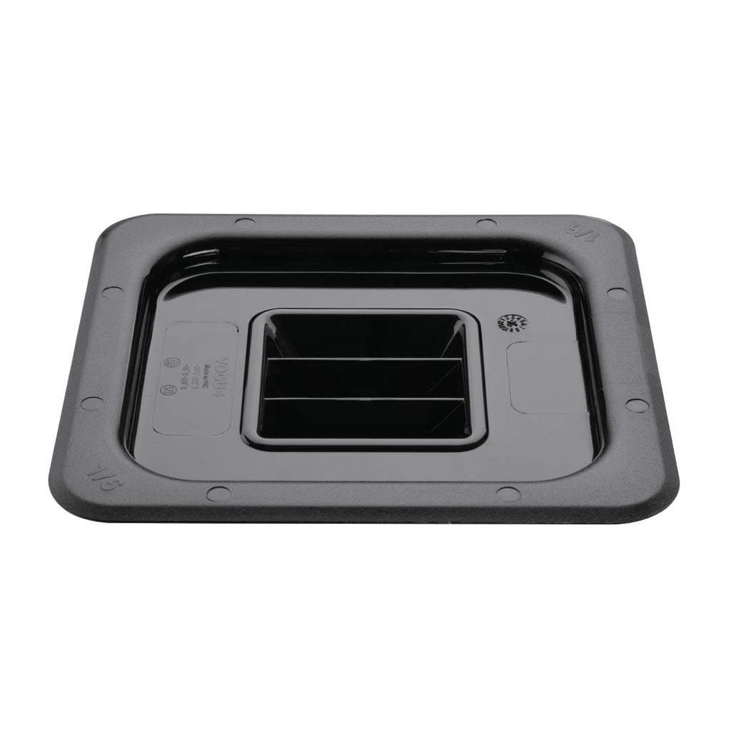 Vogue Polycarbonate 1/6 Gastronorm Lid Black - U478  Vogue   