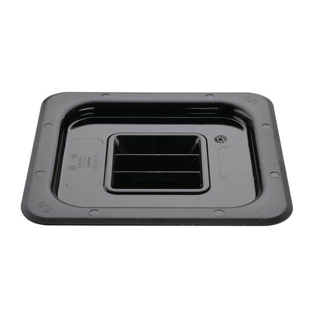 Vogue Polycarbonate 1/6 Gastronorm Lid Black - U478  Vogue   