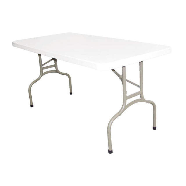 Bolero PE Rectangular Folding Table White 5ft (Single) - U544  Bolero   