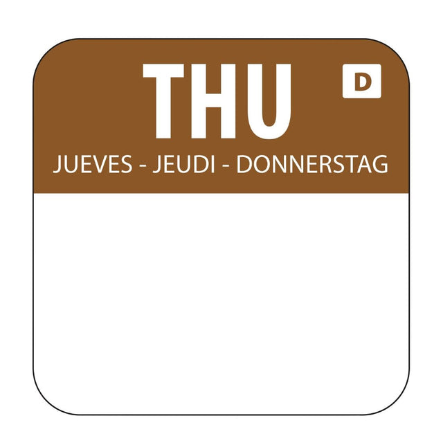 Hygiplas Dissolvable Food Rotation Labels Thursday (Pack of 1000) - U780  Hygiplas   
