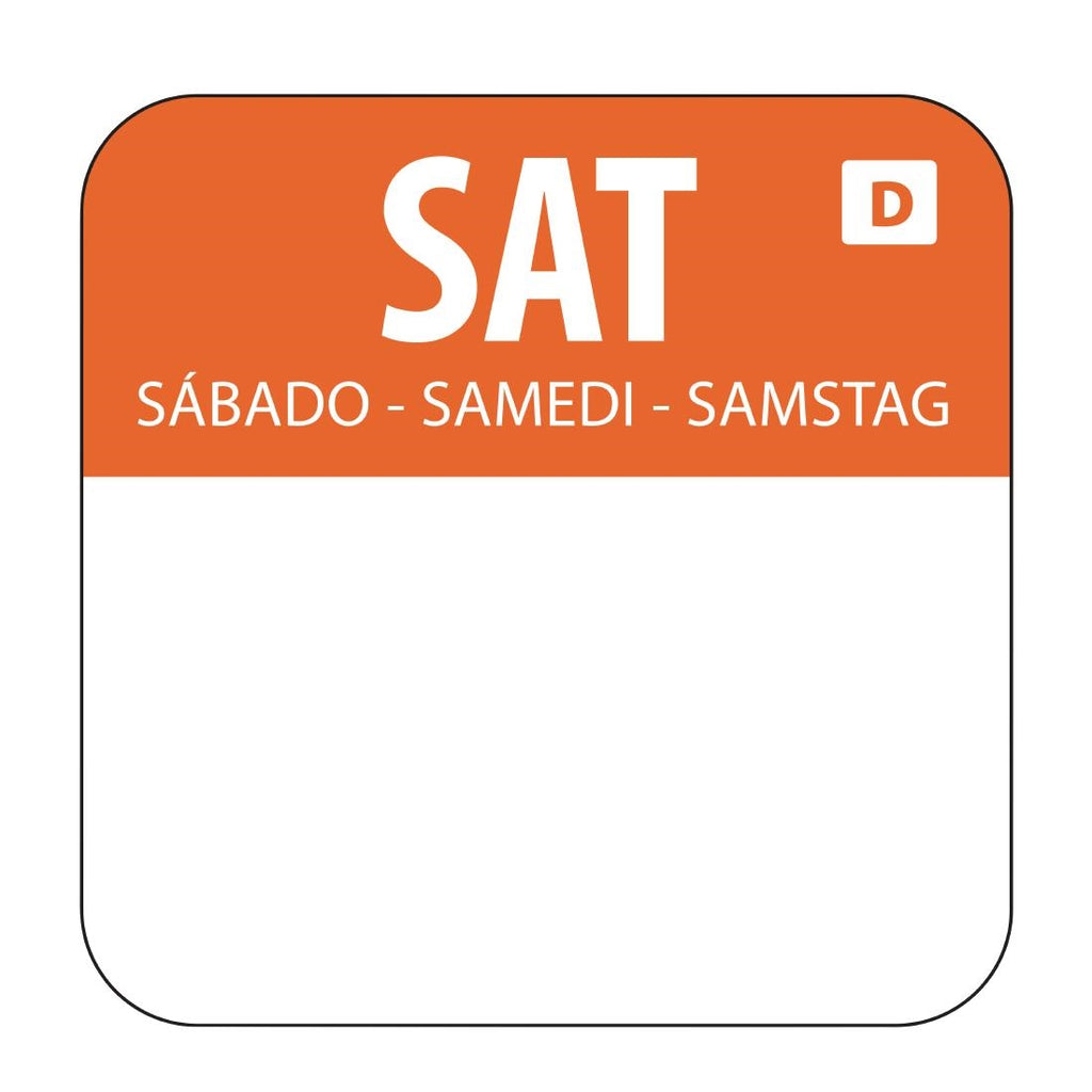 Hygiplas Dissolvable Food Rotation Labels Saturday (Pack of 1000) - U782  Hygiplas   
