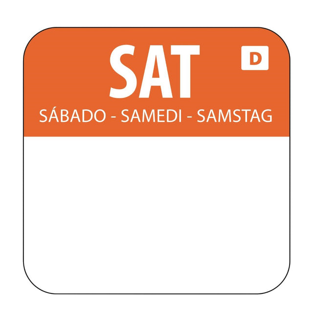 Hygiplas Dissolvable Food Rotation Labels Saturday (Pack of 1000) - U782  Hygiplas   