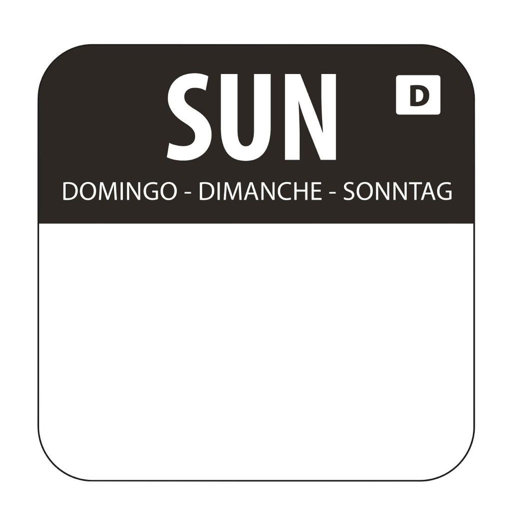 Hygiplas Dissolvable Food Rotation Labels Sunday (Pack of 1000) - U783  Hygiplas   