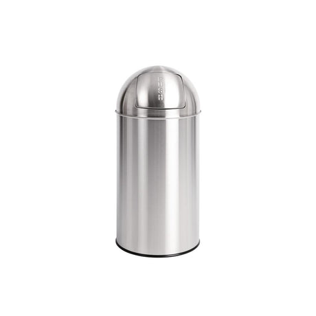 Bolero Stainless Steel Push Top Bullet Bin Silver 40Ltr - U803  Bolero   