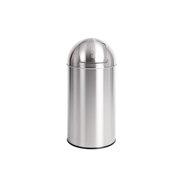 Bolero Stainless Steel Push Top Bullet Bin Silver 40Ltr - U803  Bolero   
