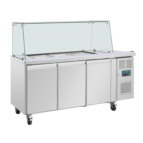 Polar U-Series GN Saladette Counter with Square Sneeze Guard 3 Door - UA018  Polar   