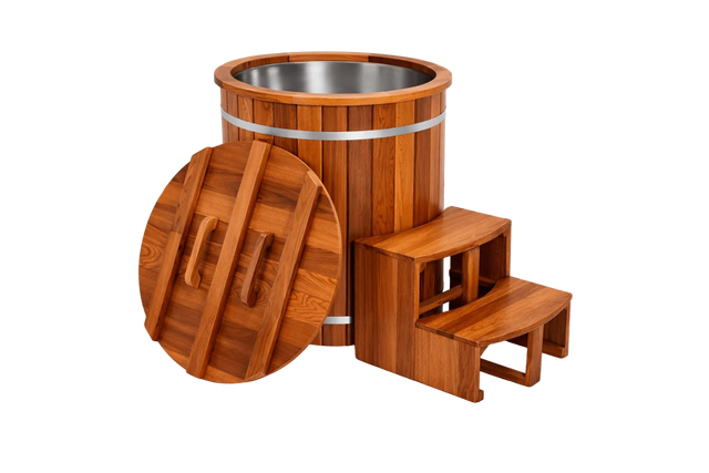 Empire Kove Ice Bath – Cedar Wood Cold Plunge with 304 Stainless Steel Liner & Step Ladder | KOVE-ICE1 Ice Baths & Cold Plunges Kove Designs