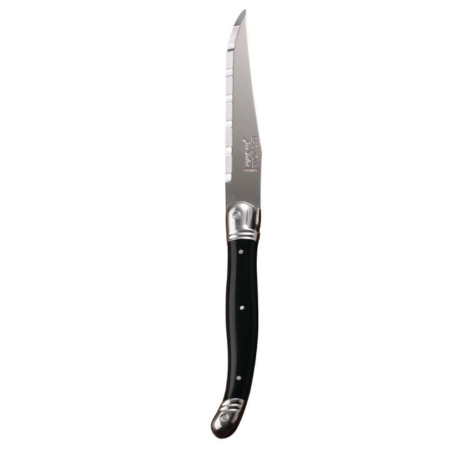 Laguiole Serrated Steak Knives Black Handle (Pack of 6) - V594  Laguiole   