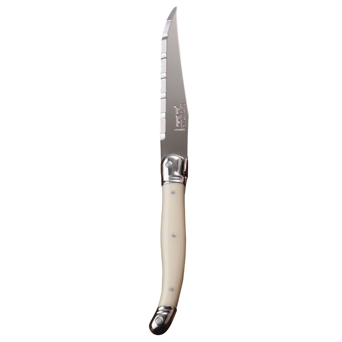 Laguiole Serrated Steak Knives Ivory Handle (Pack of 6) - V596  Laguiole   