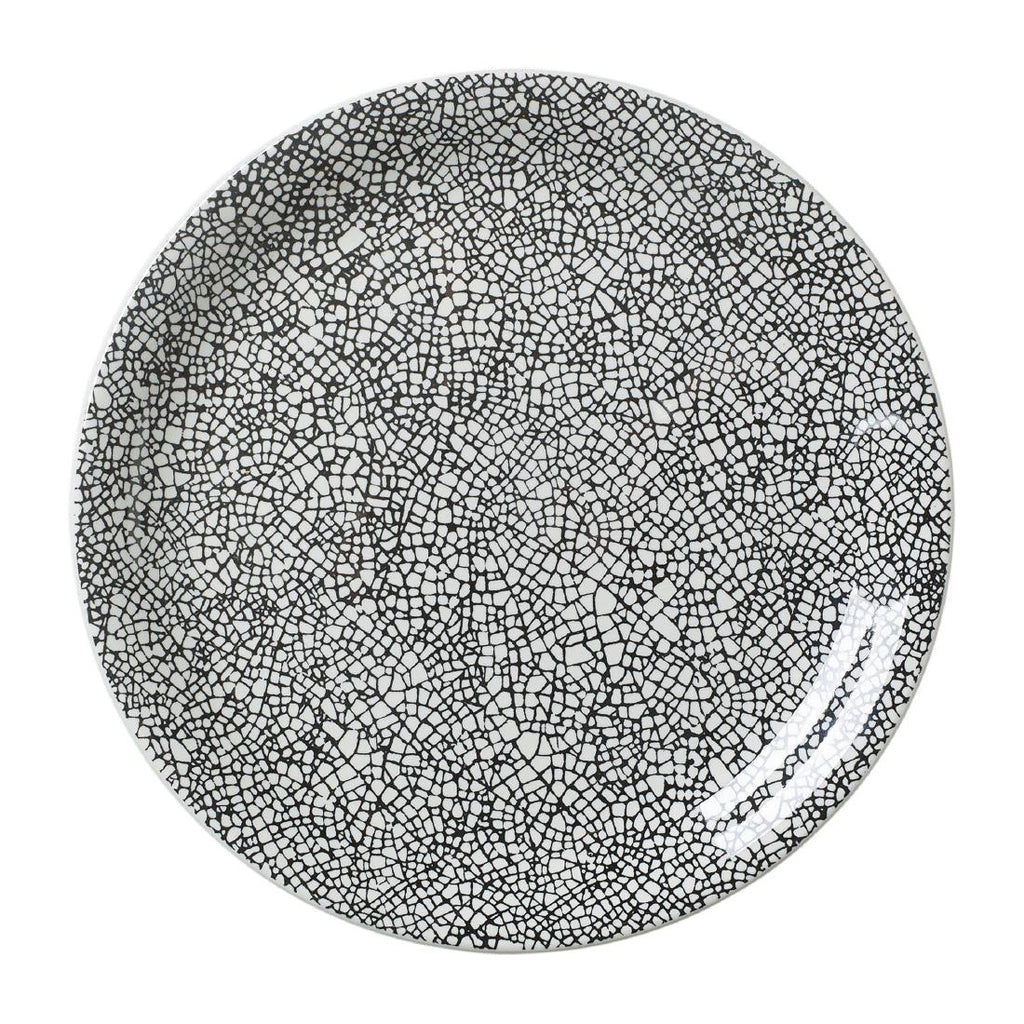 Steelite Ink Crackle Black Coupe Plates 203mm (Pack of 12) - VV1044 Plates Steelite