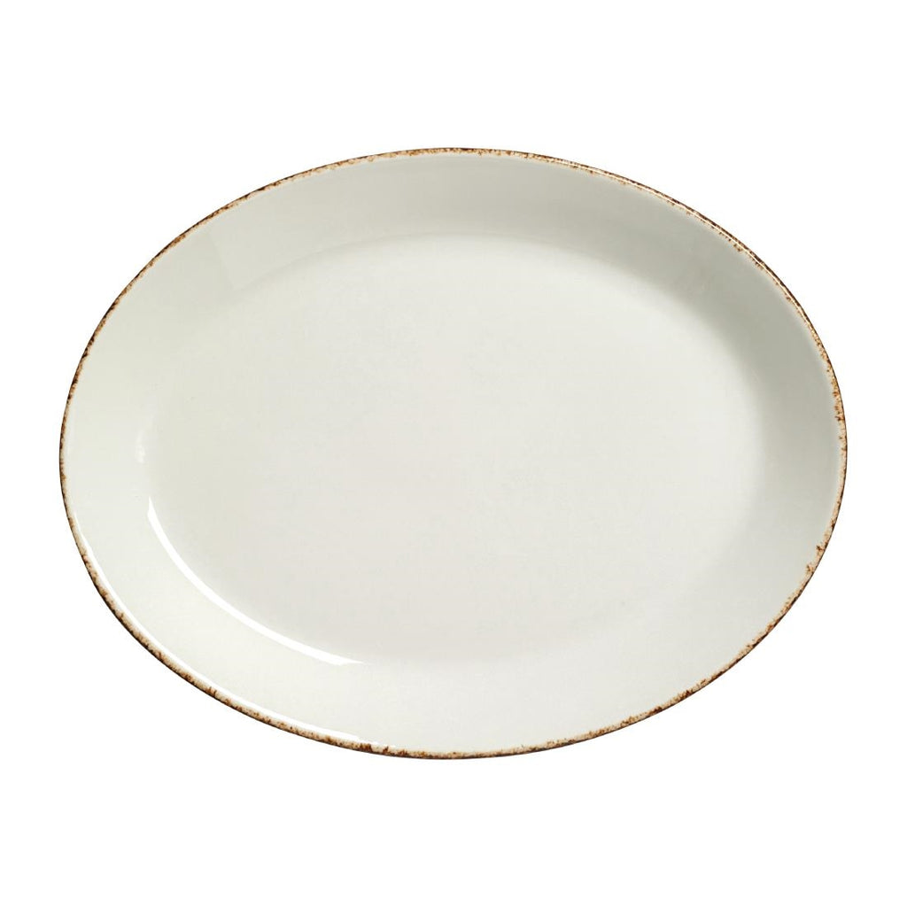 Steelite Brown Dapple Oval Coupe Plates 202mm (Pack of 24) - VV1315 Plates Steelite