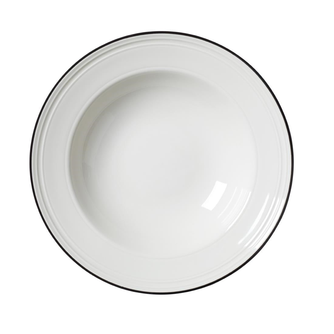Steelite Bead Black Band Pasta Plates 240mm (Pack of 12) - VV2679 Plates Steelite